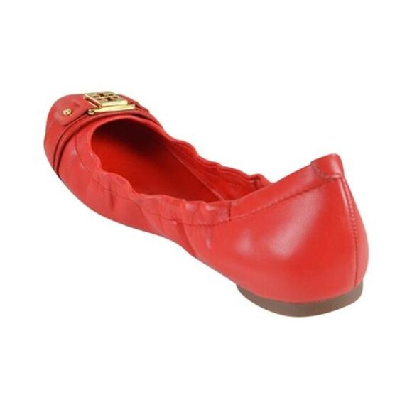Tory Burch Ambrose Leahter Balleria Ballet Flats 8 Orange - Picture 5 of 6